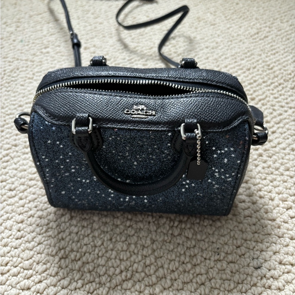 Coach micro bennett crossbody satchel blue star glitter NWT